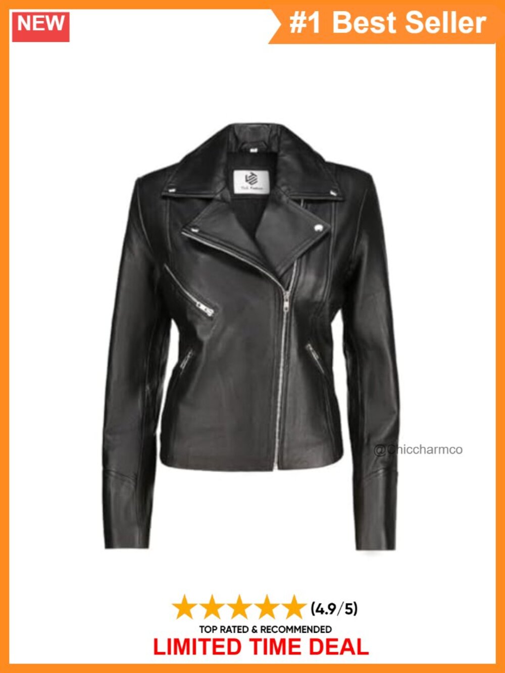 Genuine Leather Motorcycle Biker Jacket Slim Belted Zip Womens Outerwear